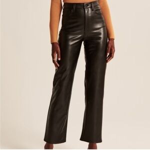 Abercrombie & Fitch Curve Love Vegan Leather Ankle Straight Pant